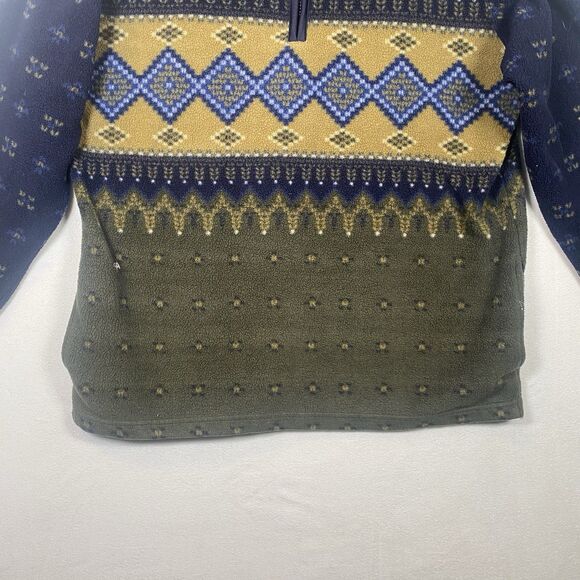 Catalina Fleece 1/4 Zip Pullover Sweater Blue Green Fair Isle Pattern Size L - Picture 6 of 10
